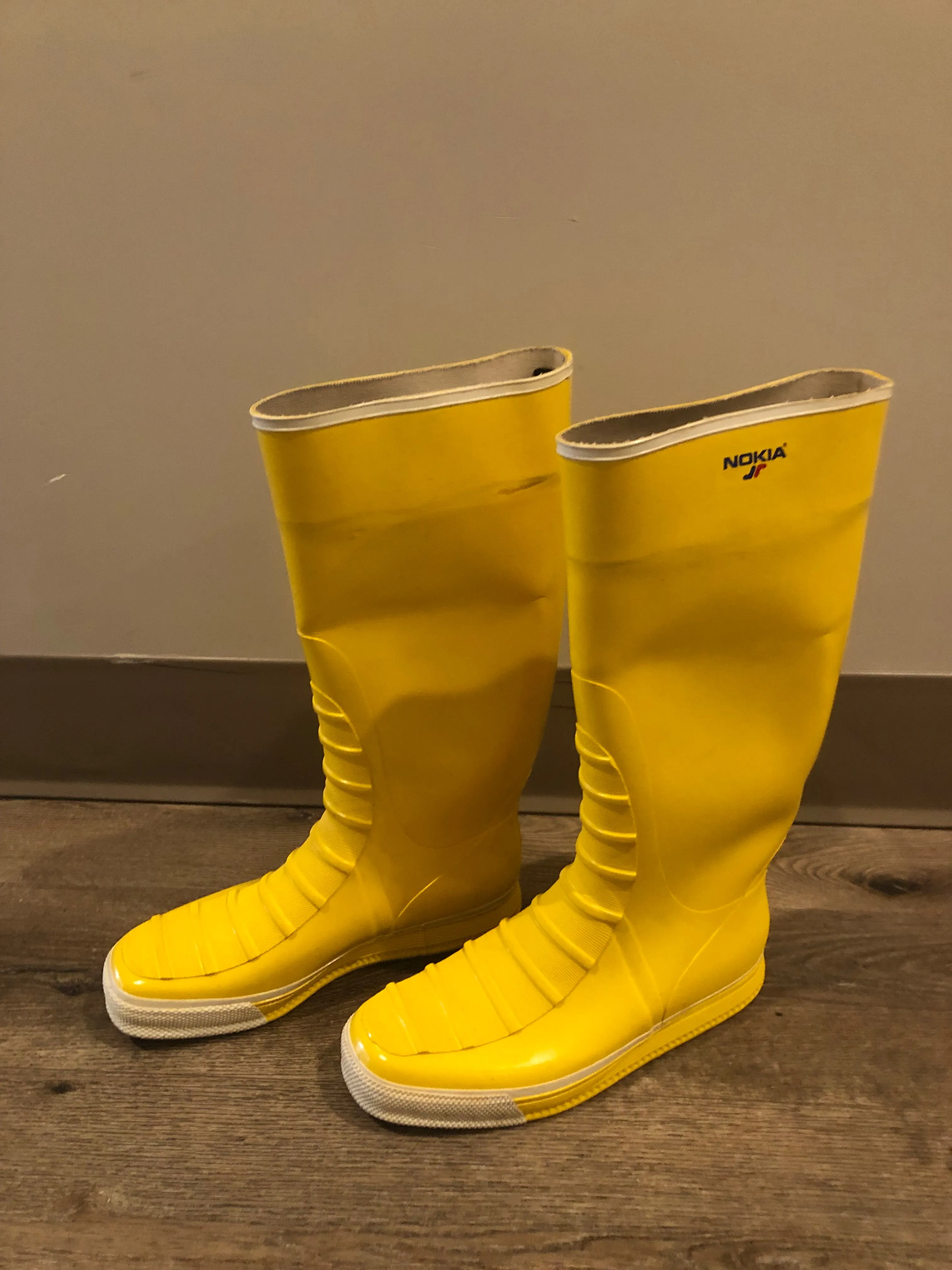 SOLD Vintage Nokia Yellow Rubber Sailing Boots, Made in Finland, 13 Mens US/ 46EUR